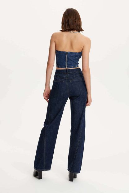 High-Waisted Straight Jeans