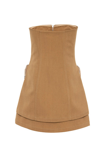 Strapless Crop Top with Cargo Pocket