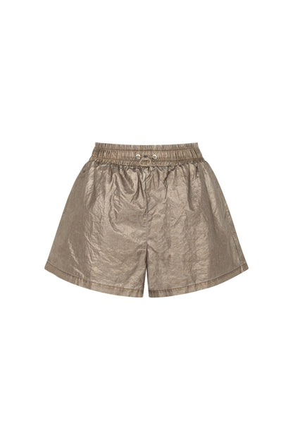 Bronze Metallic Mini Shorts