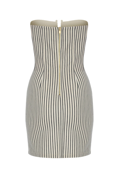 Striped Strapless Mini Dress