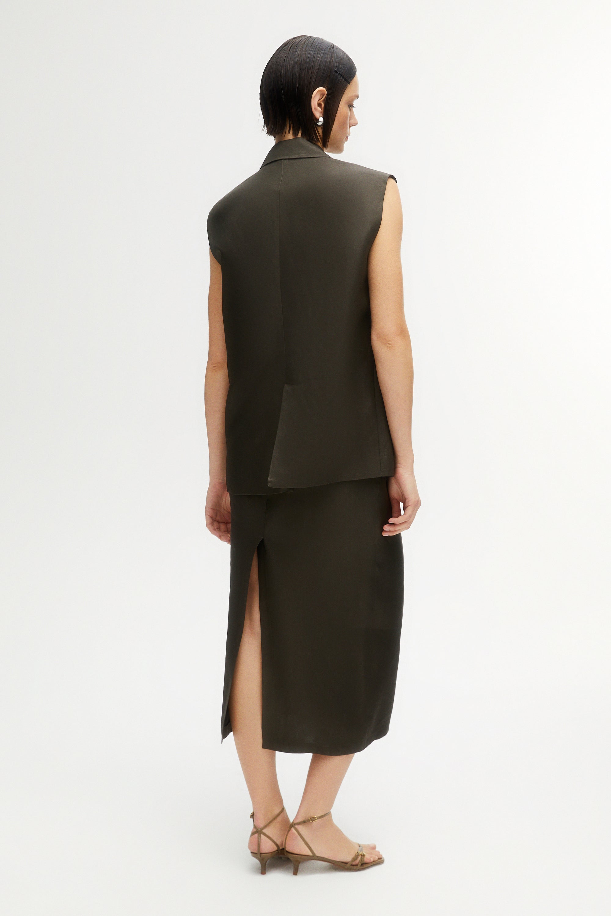 Midi Skirt with Back Slits