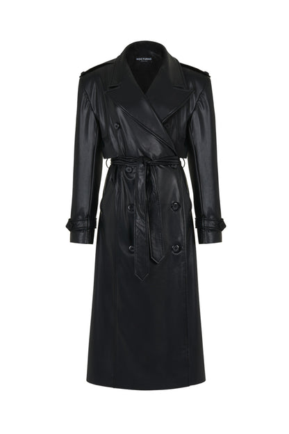 Belted Oversized Leather Trench