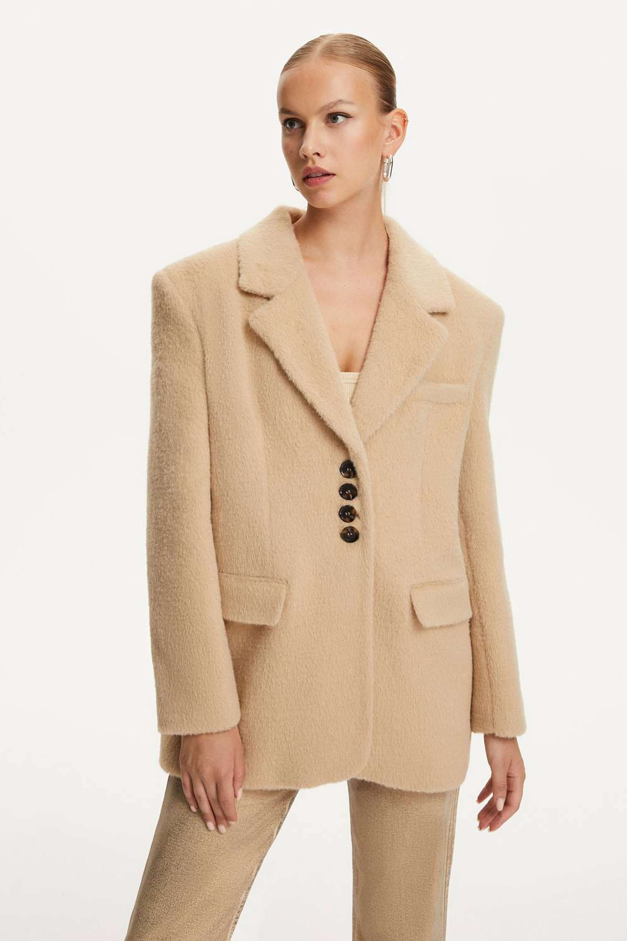 Faux Fur Double-Breasted Jacket