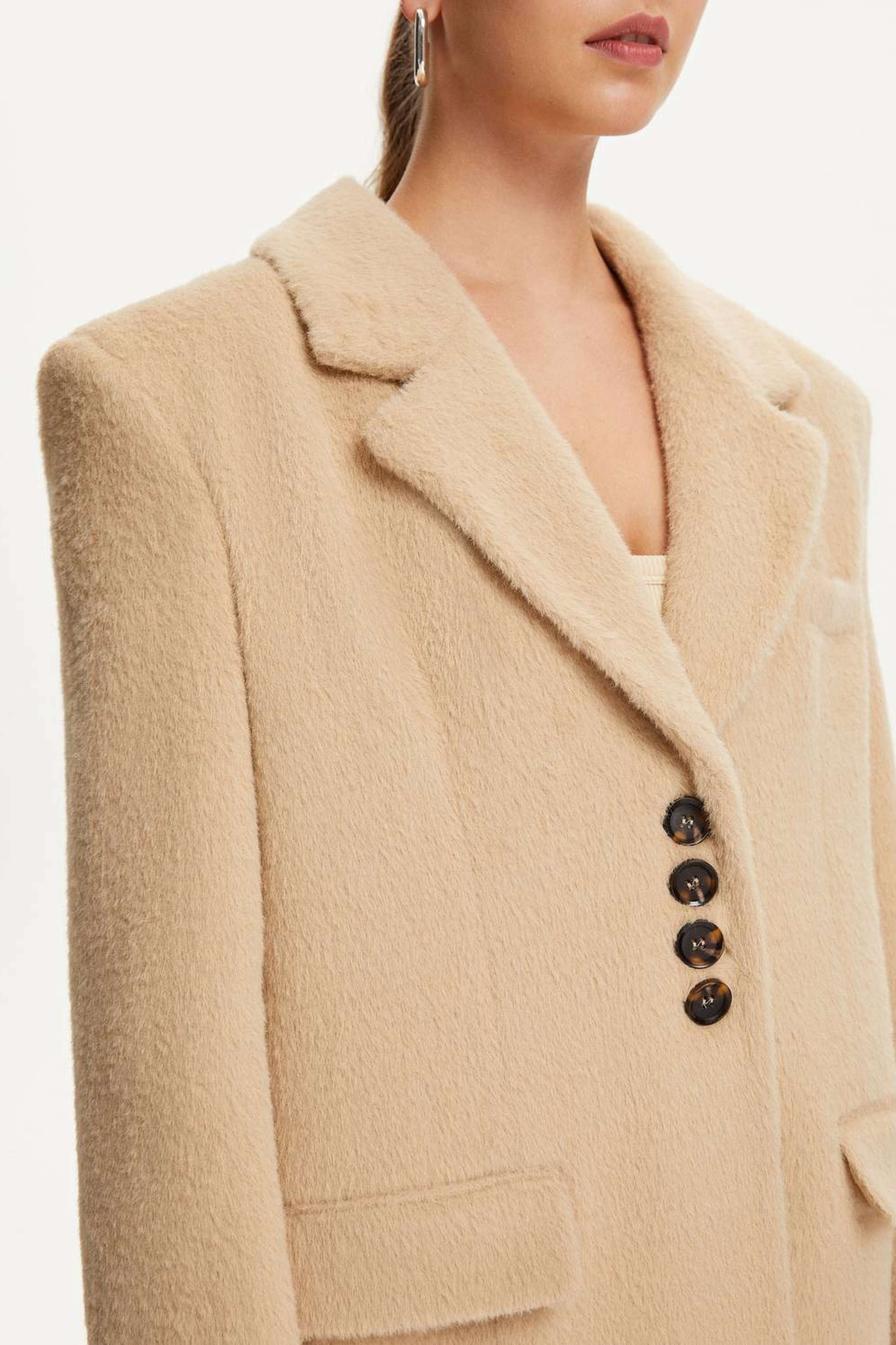 Faux Fur Double-Breasted Jacket
