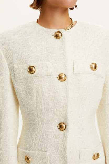 Tweed Jacket with Button Detail