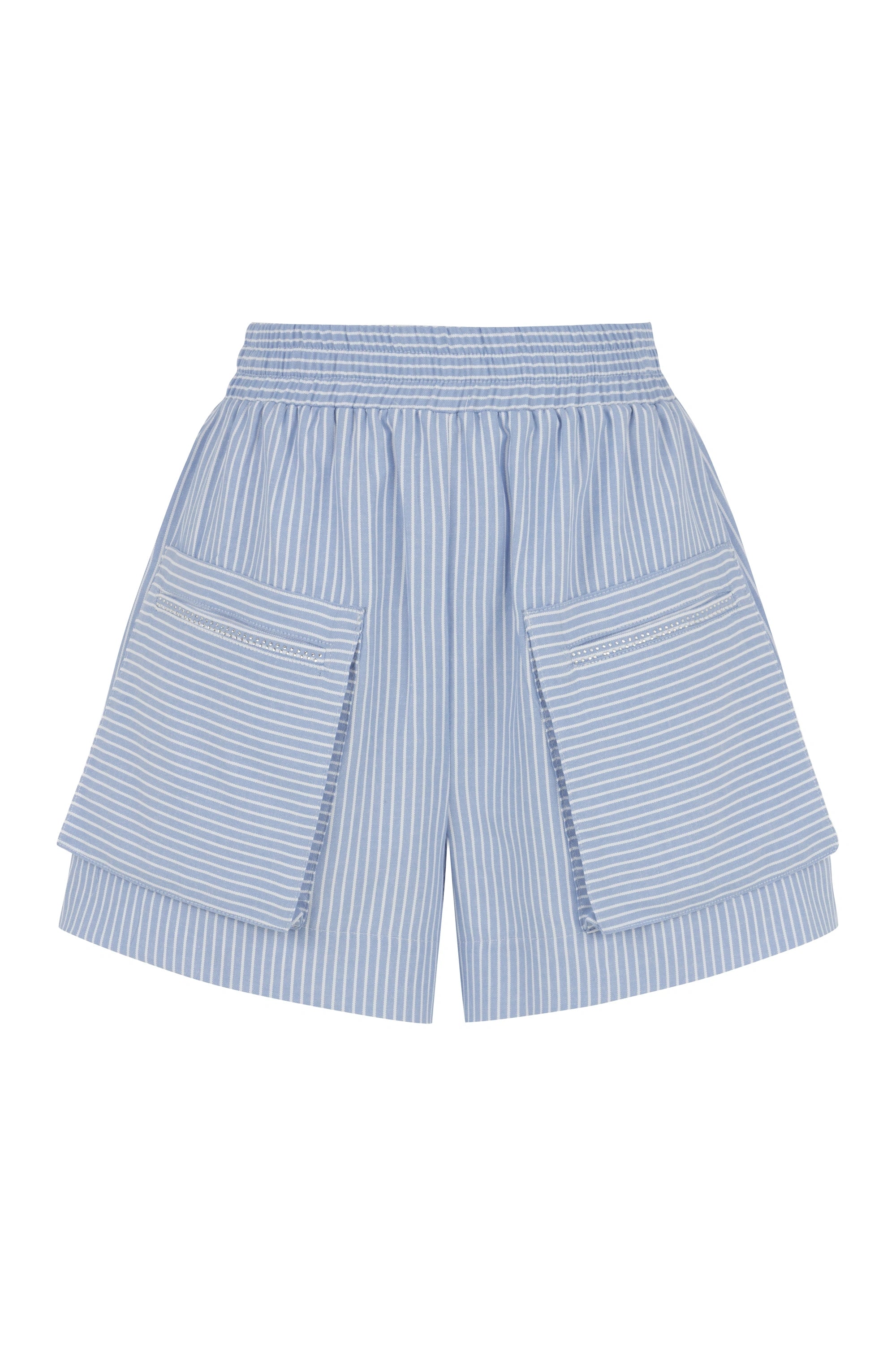 Striped Mini Shorts with Pockets
