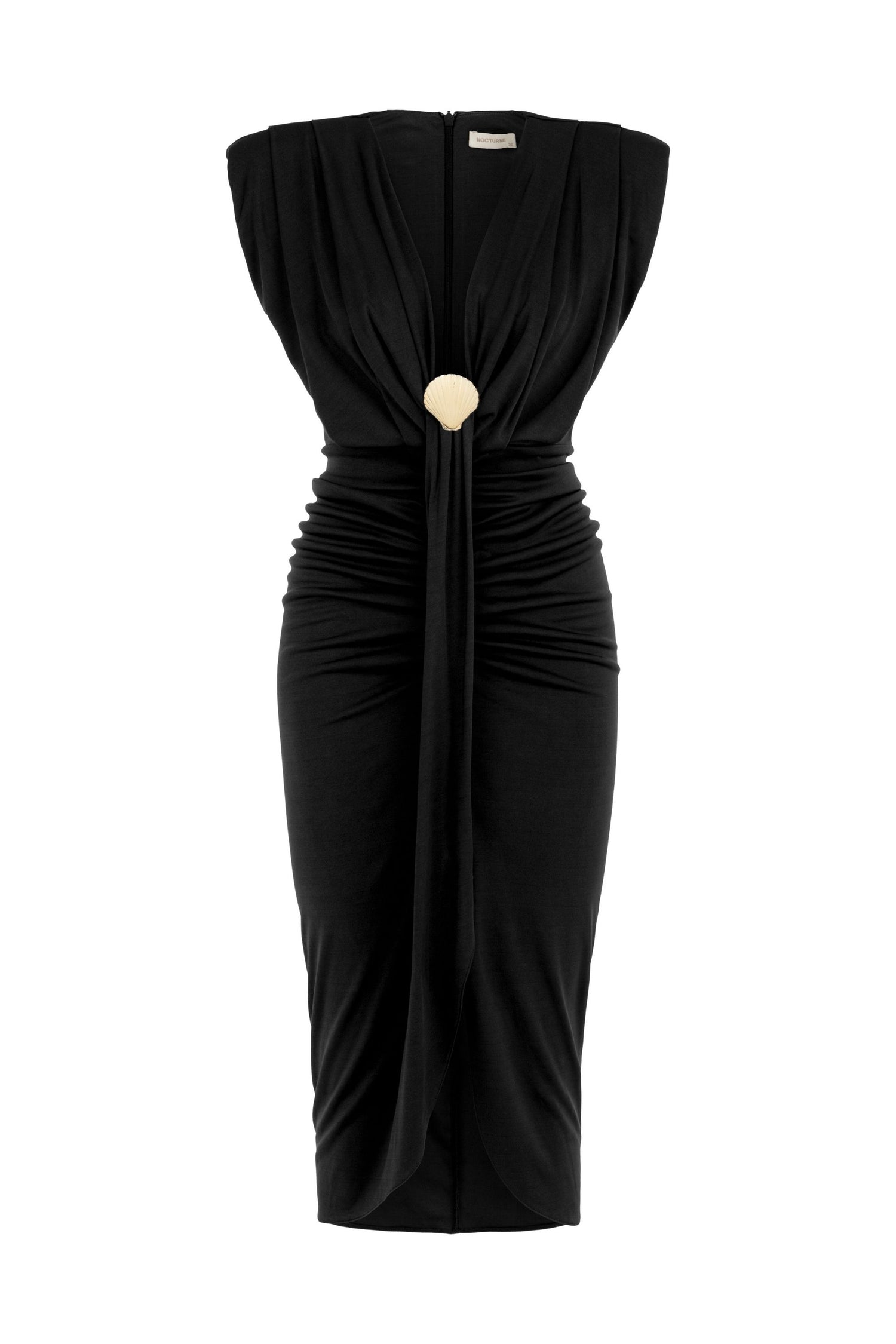 Draped Dress with Shoulder Pad